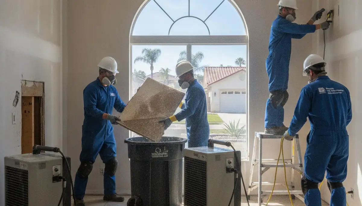 Water damage restoration team in Simi Valley, CA responding to a residential water emergency
